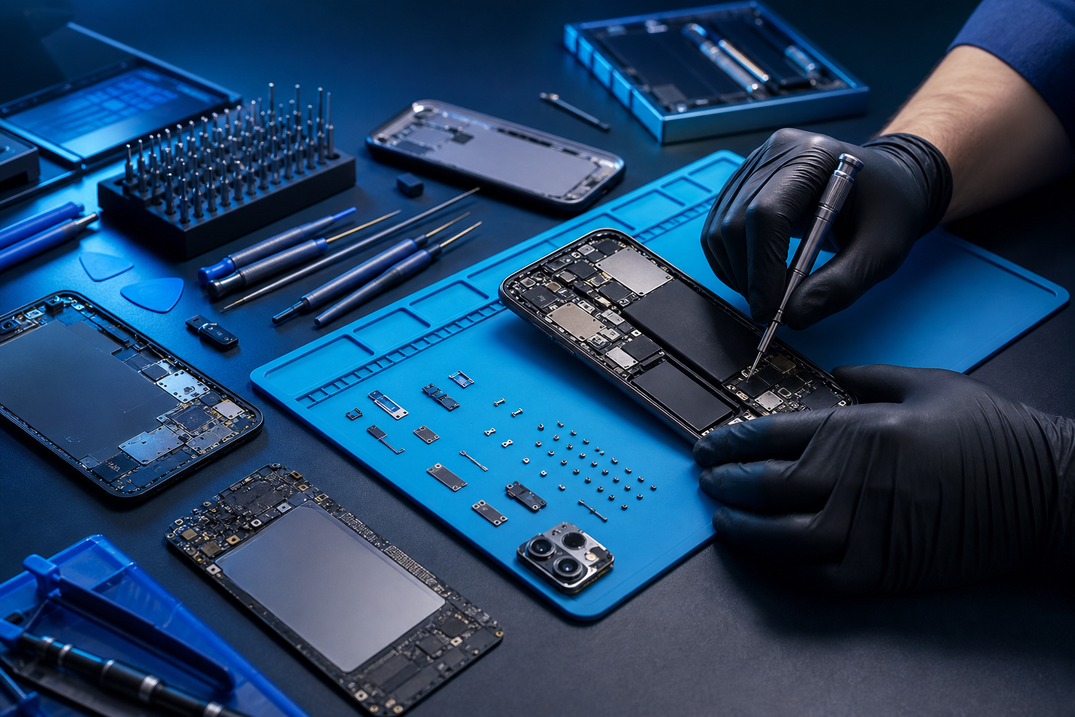 Smartphone repair tools and internal components